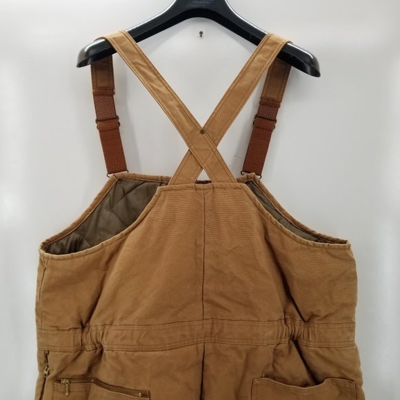 Walls Insulated Bibs Mens 2XL Short Brown Winter Overalls Hunting Outdoors - Picture 9 of 14